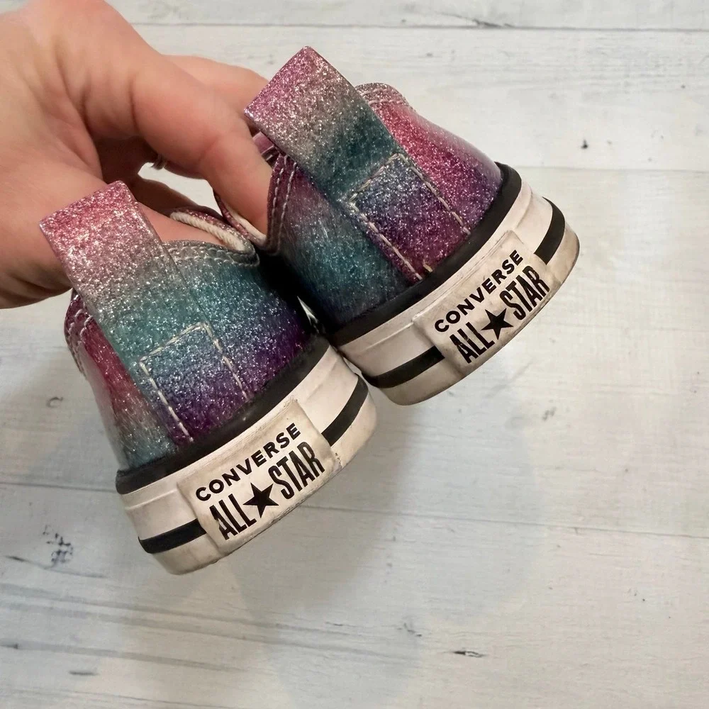 Converse‎ girls blue pink purple shimmer shoes little kids size 5
